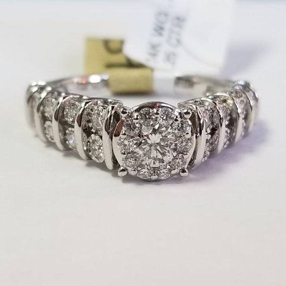 14K White Gold Diamond Wedding Engagement Ring Ladies Band .75 CT Solitaire